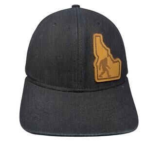 Idaho Bigfoot Leather Patch Snapback Hat Black One Size Adjustable